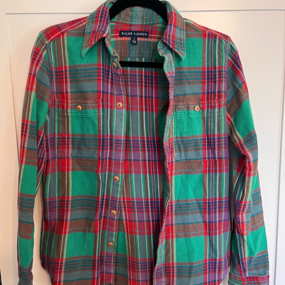 Ralph Lauren Plaid Flannel Shirt - Size 8 - 100% Cotton